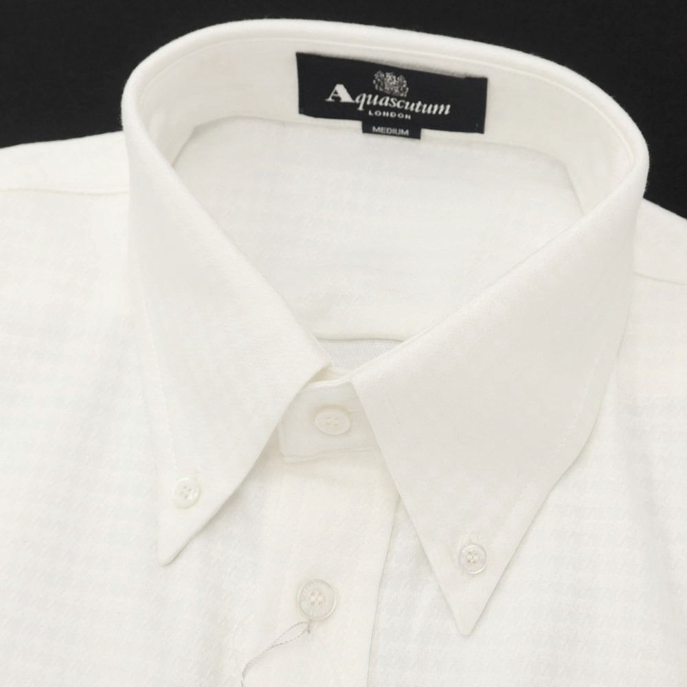 【中古】アクアスキュータム Aquascutum コットンポリエステルジャージー BDシャツ オフホワイト【サイズM】【メンズ】