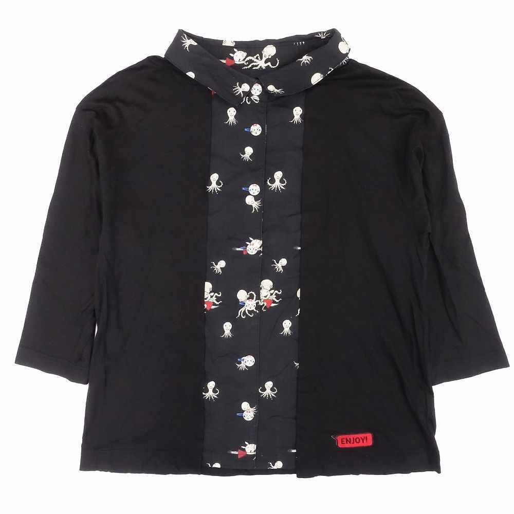 アルベロベロ OLLEBOREBLA オレボレブラ ドッキング シャツ ブラウス 再構築 切替 ブタさん タコ オクトパス 黒 レディース 【中古】 アルベロベロ OLLEBOREBLA オレボレブラ ドッキング シャツ