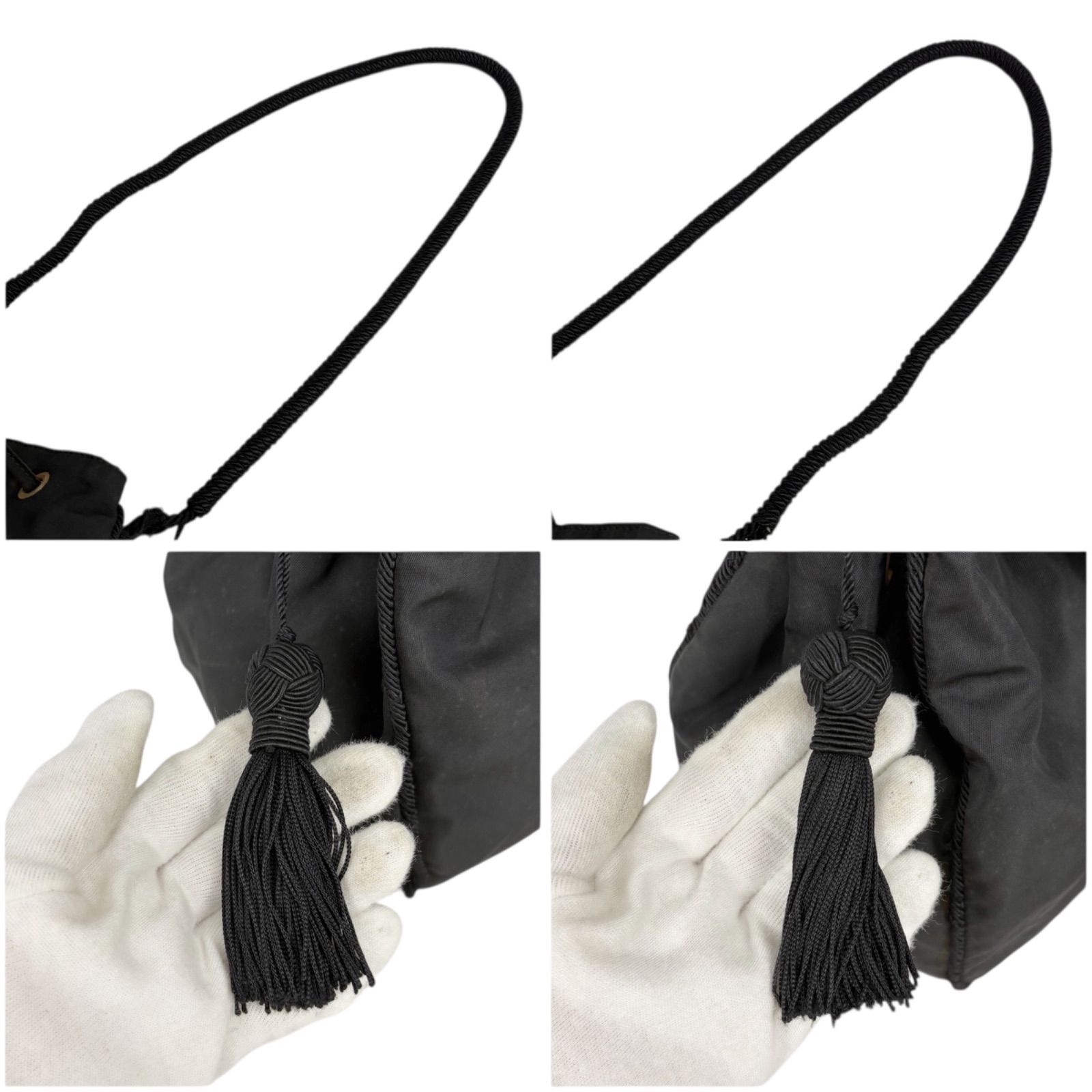 プラダ PRADA 巾着型 ミニショルダーバッグ ビーズロゴ タッセル