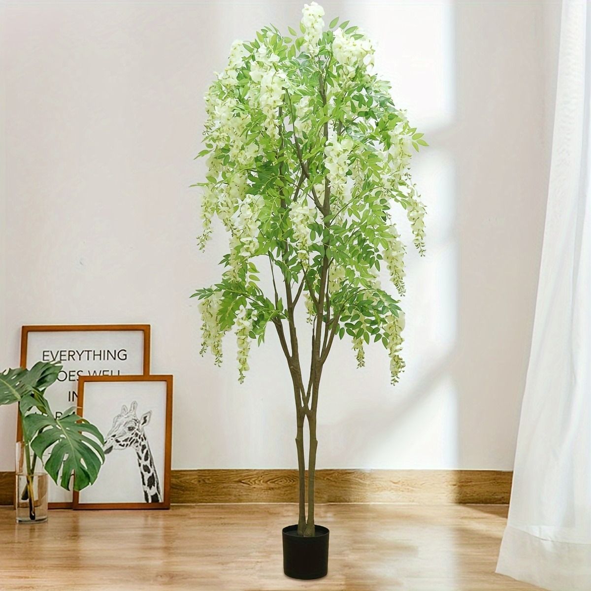 造花 人工 フジツボの木 グリーン パープル 195cm 大きい インテリア 玄関 ロビー オフィス カフェ フェイクグリーン 観葉植物 vfNu731