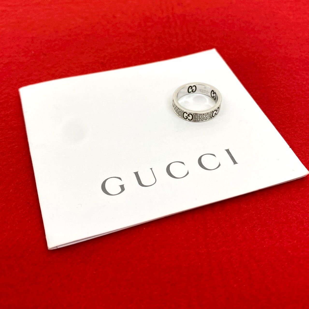 極 美品 GUCCI グッチ アイコン スターダスト リング K18 ホワイト  