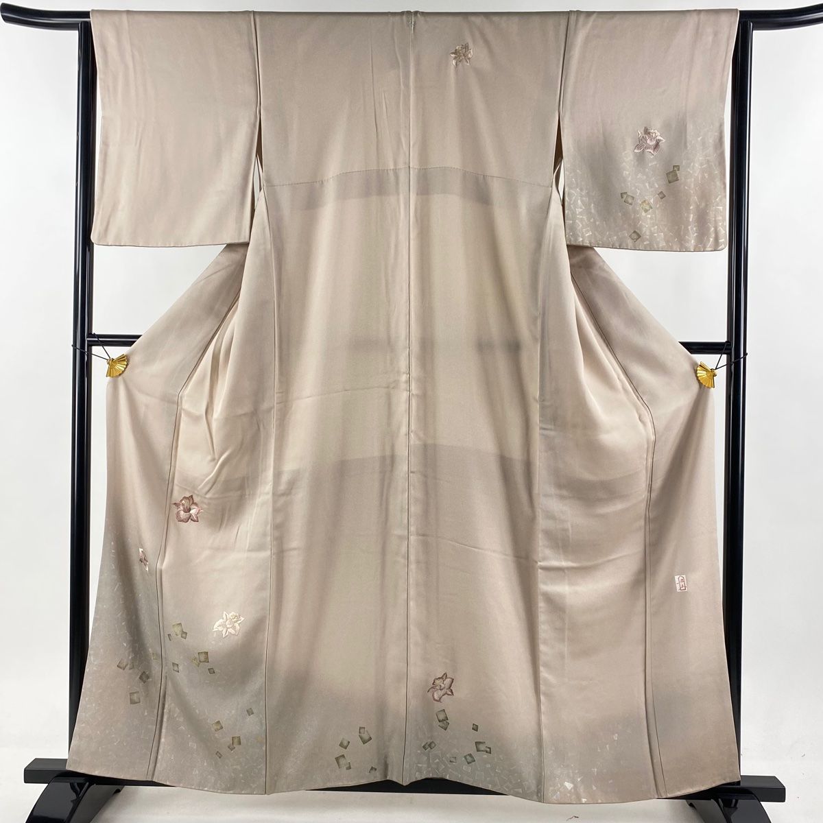 反物 正絹 サイクル反物 美品 紫色系 網代文様 本場筑前博多織