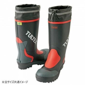 アイトス 4702 安全ゴム長靴 ブラック×レッド 25.5cm