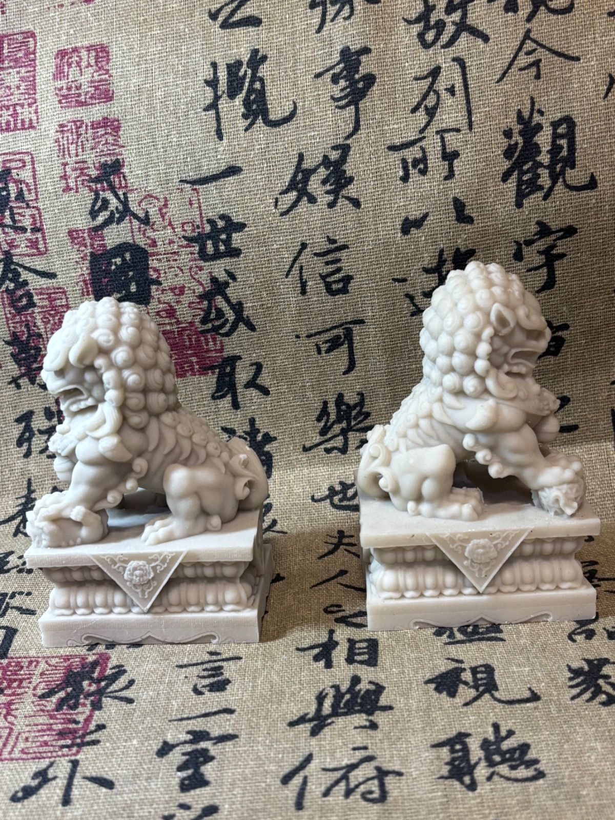 北京故宮 石獅子 仿製芸術品 置物 一対】No.5342-1/2 - メルカリ
