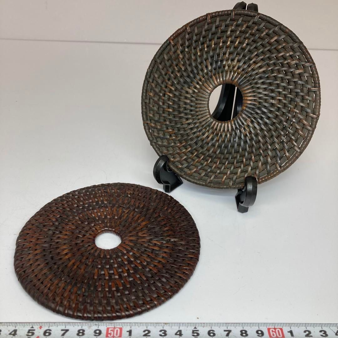 時代 網代 瓶産 煎茶道具2点直径13.7 14.8cm東H5-1030 タエサ