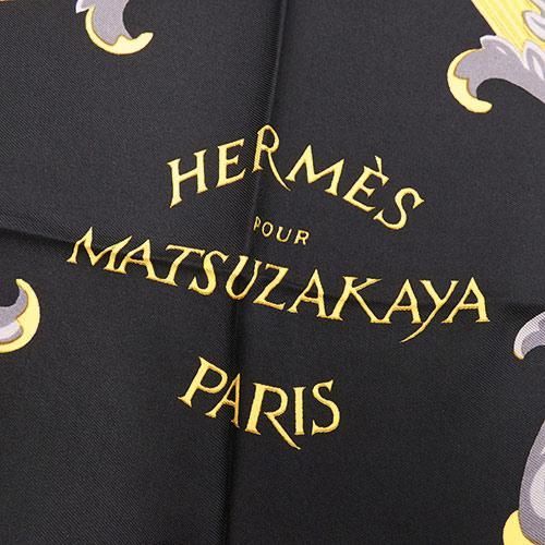 美品 松坂屋限定 エルメス スカーフ HERMES カレ90 シルク100％ MATSUZAKAYA 黒 ブラックxイエロー レディース  JJS05972 - メルカリ