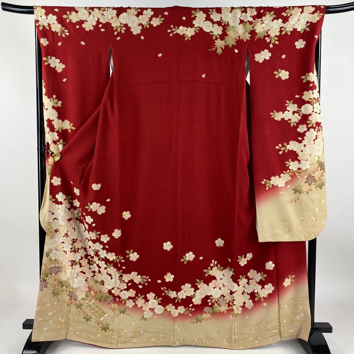 ★専用★振袖 濃紫 枝桜 椿 牡丹 糸巻 招き猫 金彩加工 トールサイズ 振袖 身丈169.5cm 裄丈66cm M 袷 桜 蝶 金糸 金銀彩 紫 正絹 秀