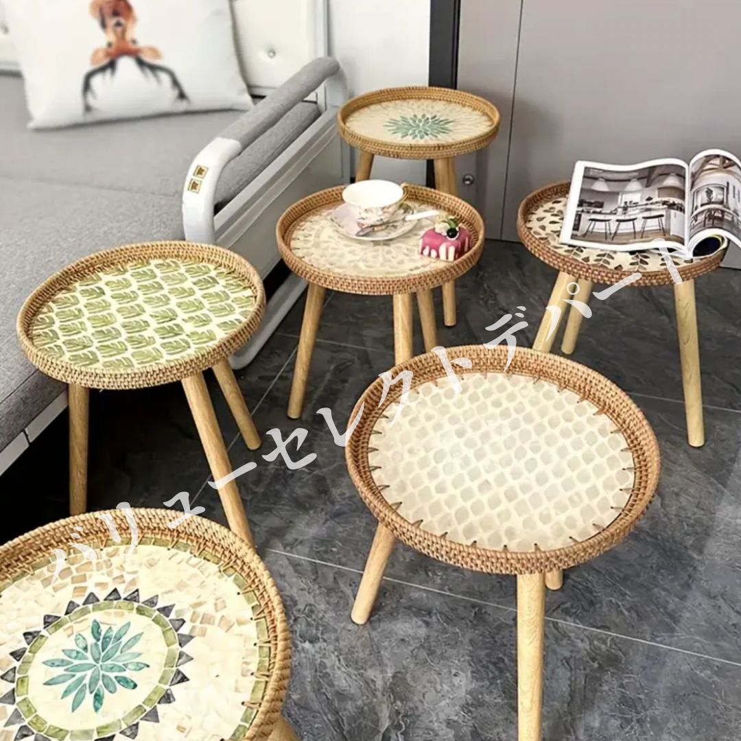 サイドテーブル ノルディック スタイル ラタン 手作り 軽量 高品質