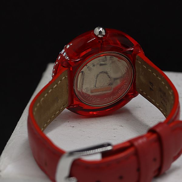 保/箱付 稼働 良品 bonbon watch QZ 赤文字盤 レディース腕時計