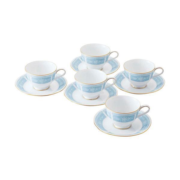 ノリタケ レースウッドゴールド ティー コーヒー碗皿5客セット カップφ9.2×6.5cm ソーサーφ15.1×2.3cm C6091585
