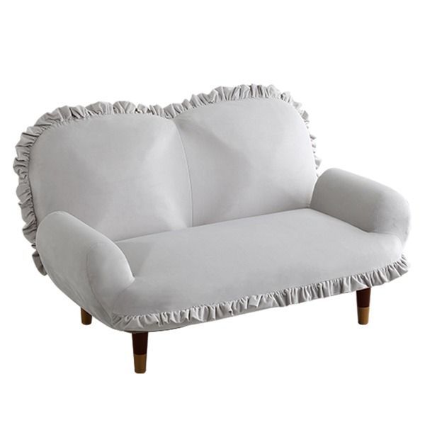 送料無料】大人かわいい リクライニング フリル付きベロアソファ 2人掛け