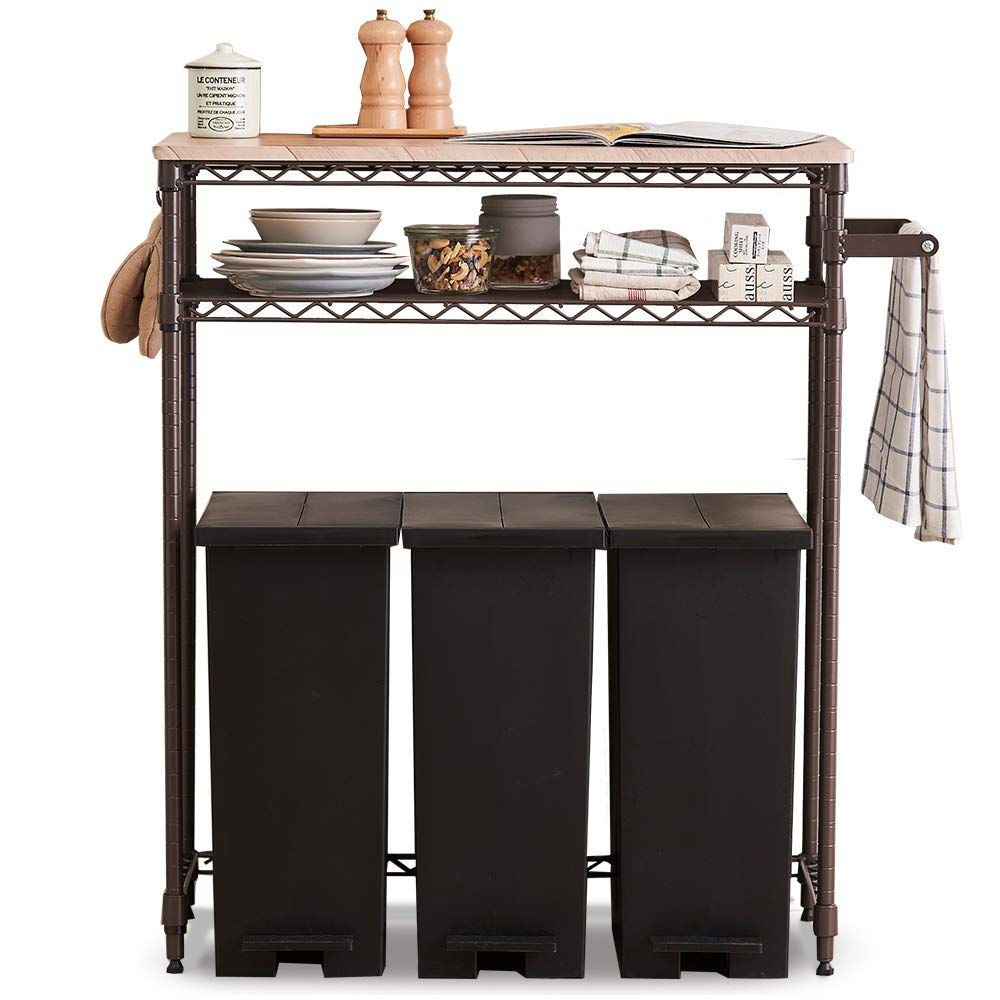 アイリスオーヤマ レンジ台 キッチンラック 幅76×奥行36×高さ90cm ロータイプ 耐荷重80kg メタル ゴミ箱上ラック 組立品 スチール製 ブラウン CMM-PRL7590 IRIS OHYAMA