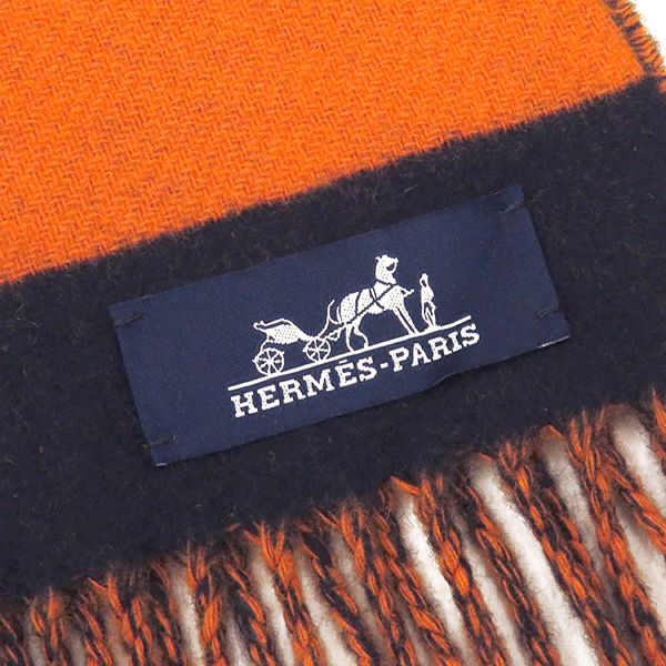 エルメス HERMES マフラー ラブストーリー カシミヤ マリン×オレンジ エルメス HERMES マフラー ラブストーリー カシミヤ マリン×オレンジ