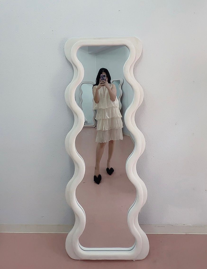セール　ウェーブミラー　大型鏡　立掛け鏡　姿見鏡　全身鏡160cm x 60cm全身鏡