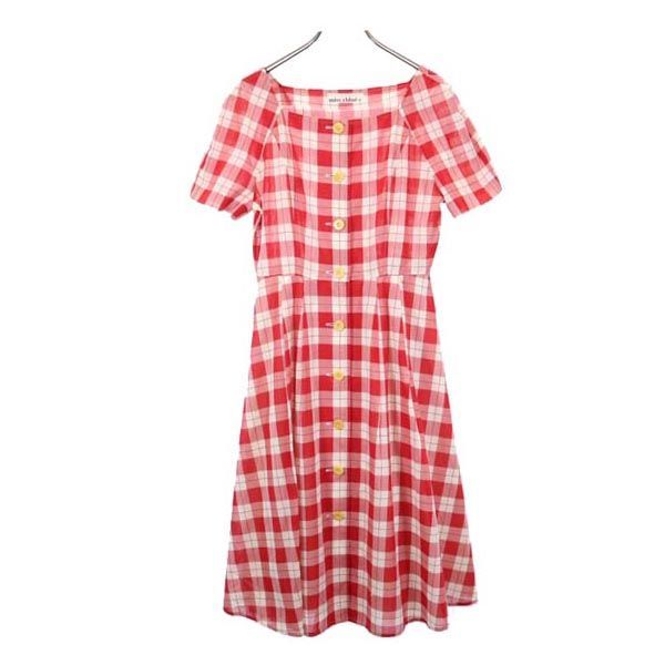 ミスクロエ 半袖 チェック柄 ワンピース 40 赤×白 miss chloe 日本製 