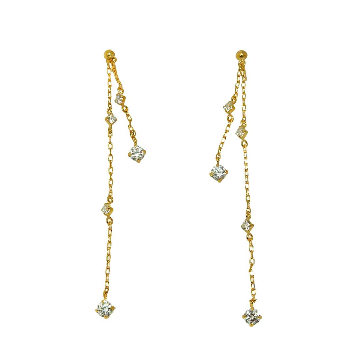 ダイヤ ピアス K18 YG イエローゴールド 750 Diamond Earrings Pierced 90296659