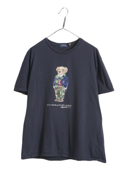 【お得なクーポン配布中!】 ポロベアー ポロ ラルフローレン プリント 半袖 Tシャツ メンズ XL / キャラクター 半袖Tシャツ 大きいサイズ シングルステッチ ネイビー