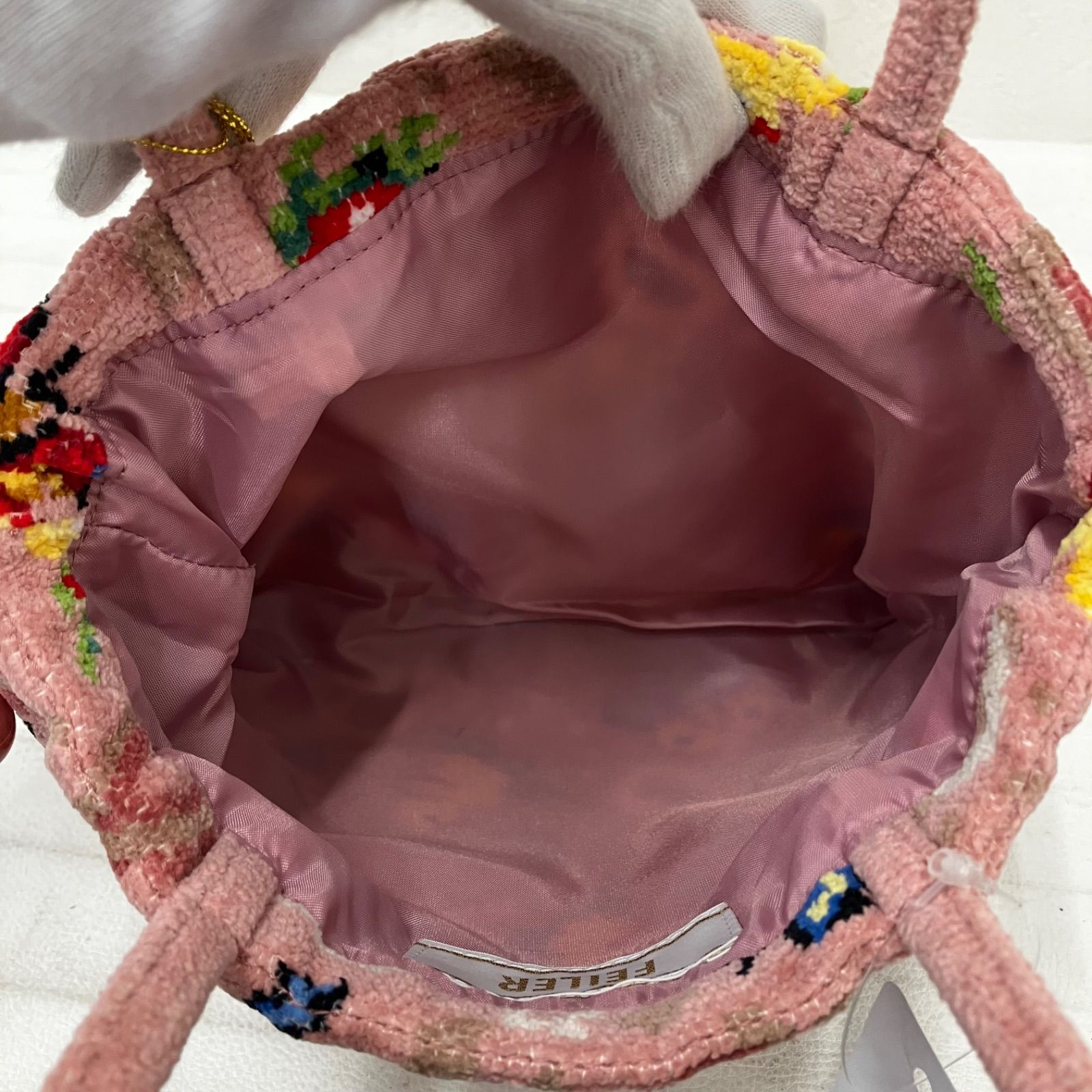 フェイラー ハイジ 手付き巾着 ベージュ フェイラー ハイジ 巾着 ベージュ フェイラー ハイジペイズリー 手付き巾着ベージュ オンライン フェイラー　手付き巾着バッグ　ハイジペイズリー♡ピンク