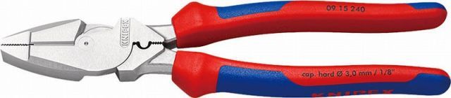 クニペックス(KNIPEX)架線工事用強力型ペンチ240mm【圧着付】コンフォートハンドルクロムメッキ 0915-240