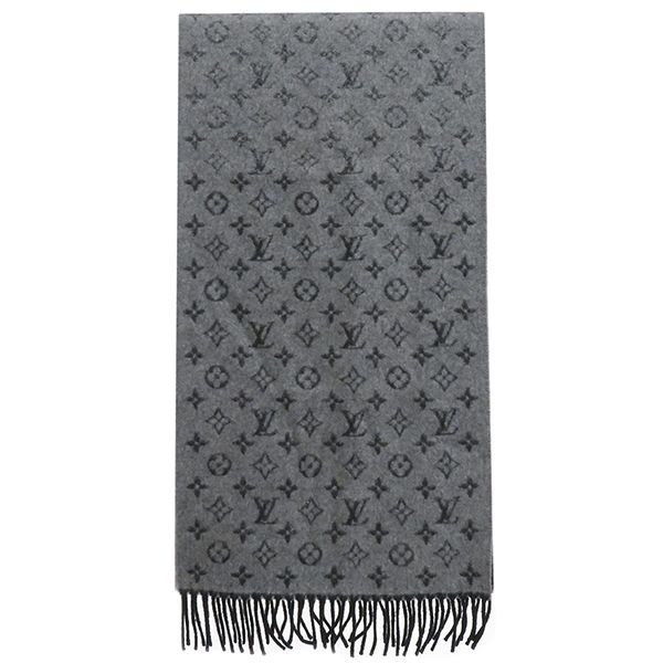 LOUIS VUITTON モノグラム マフラー グレー LOUIS VUITTON - 【本物保証】 新品同様 ルイヴィトン LOUIS