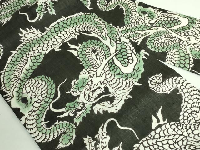 平和屋本店 上 夏物 和染紅型 栗山紅型 栗山吉三郎 九寸名古屋帯 本大麻帯 龍 反端付き DZAB0941kh5