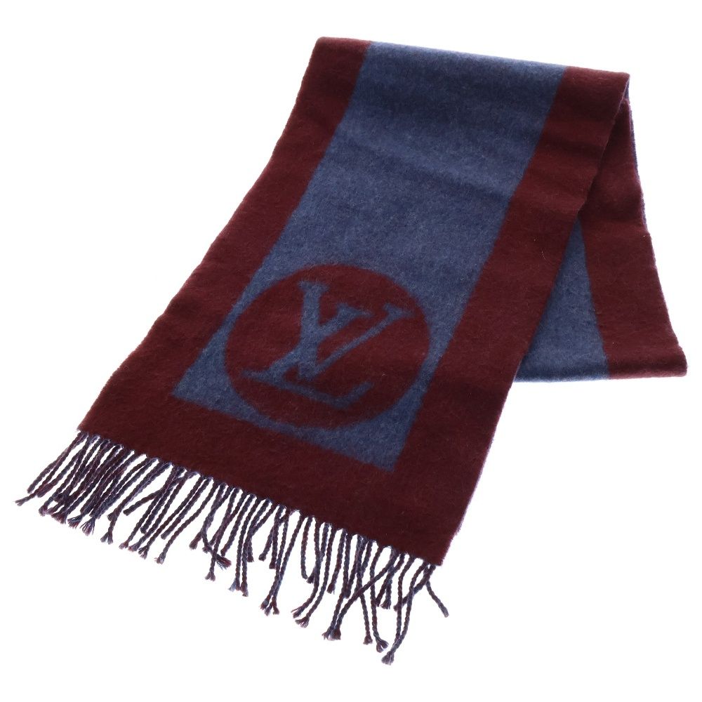 LOUIS VUITTON ネイビー レッド マフラー LOUIS VUITTON ネイビー レッド マフラー