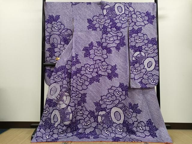ふみ。 平和屋着物▽上質な小紋 単衣 幾何学文 正絹 逸品 AAAZ1555fy 楽天