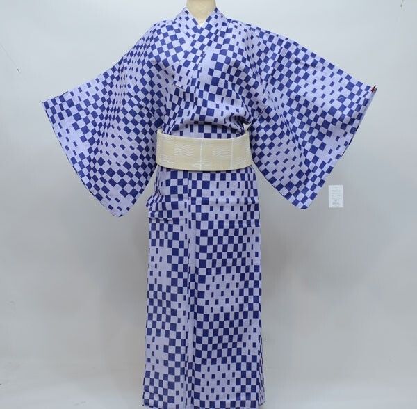 浴衣 6点セット 男性用 綿100％ Lサイズ 角帯 下駄 信玄袋 腰紐2本 ゆかた 夏祭り 花火 NO24764-02