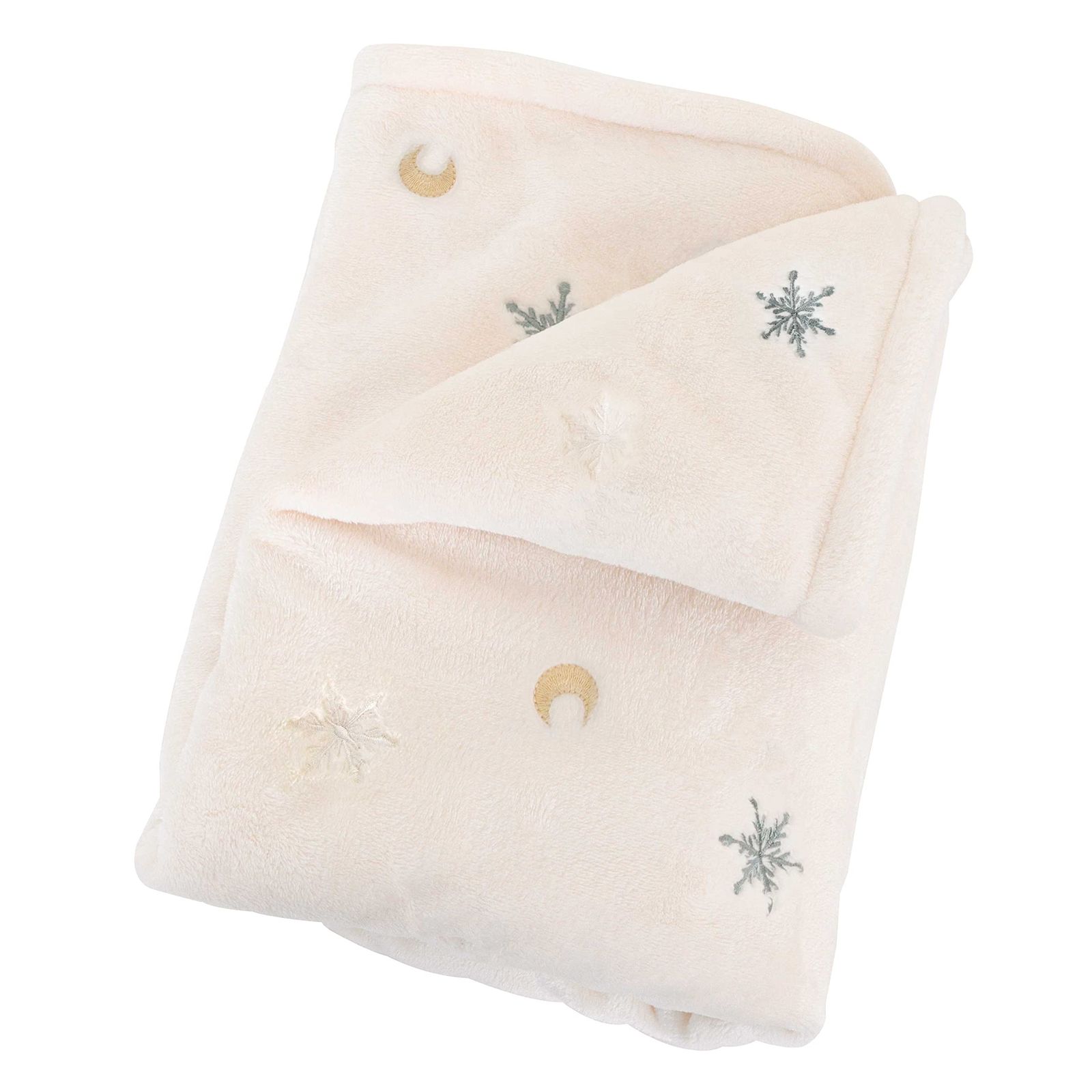 新品 (ケラッタ) ふわもこイブル ベビー ブランケット 冬 赤ちゃん 上質フランネル生地 ひざ掛け 毛布 お昼寝 保育園 小さめ 70×100cm (雪と月)