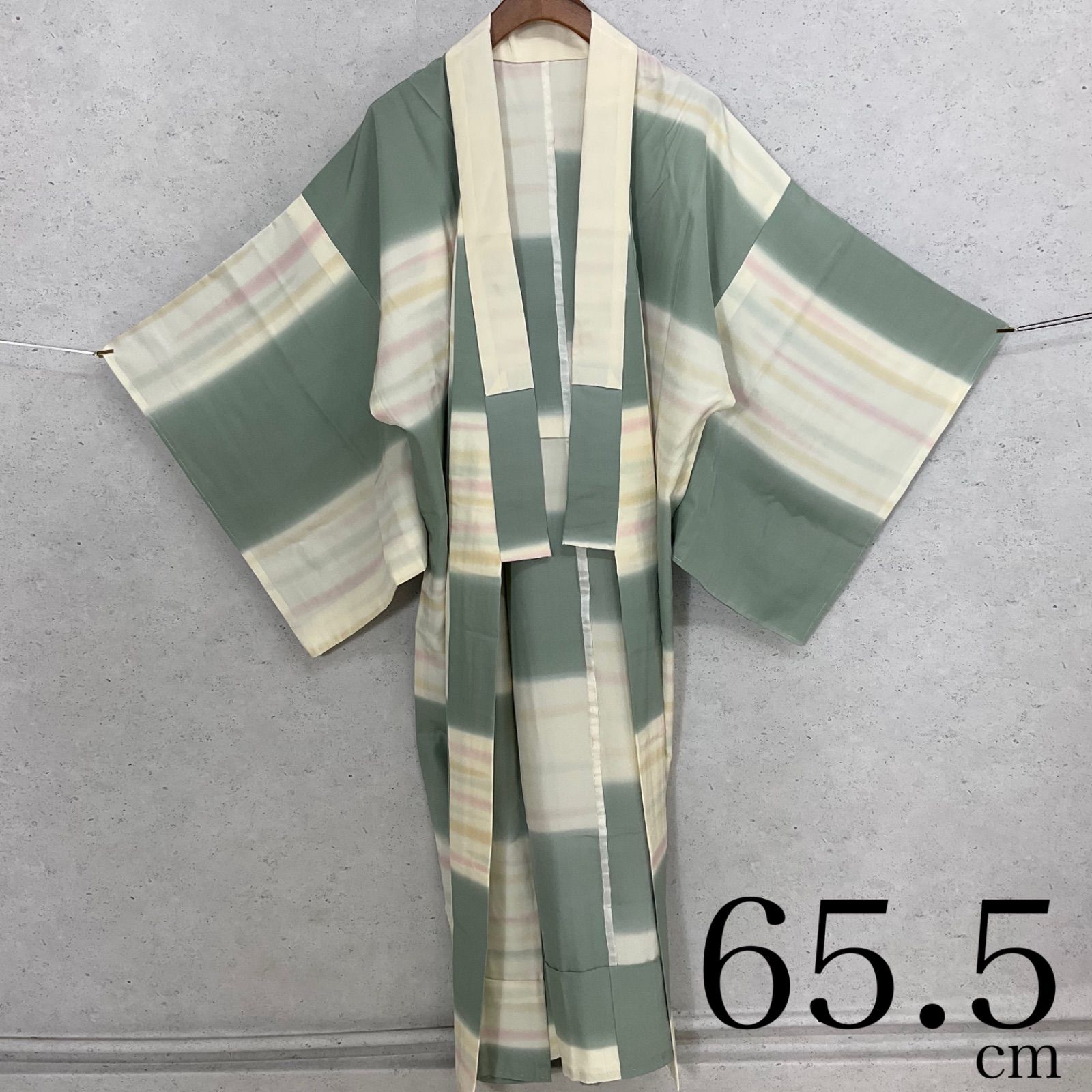 kimono one◆ 同然◆長襦袢◆仕付け糸付き◆単衣◆半襟付き◆袖無双◆本場奄美大島泥染◆ちりめん◆証紙付き◆まるやま◆裄65.5肩丈131.5◆小紋紬附下訪問着留袖袷単衣夏着物◆K1128