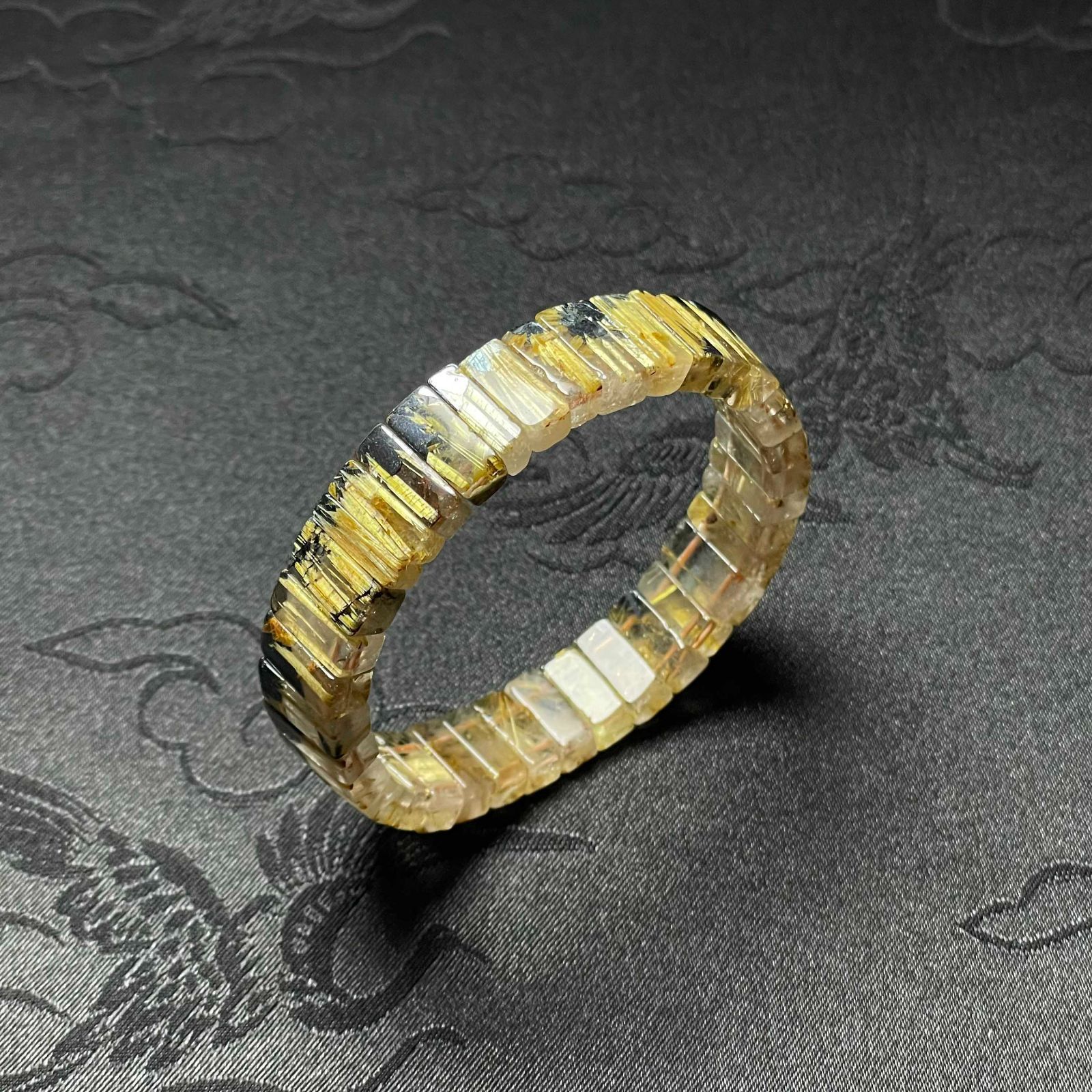 10%OFF 上品EU製 太陽花タイチンルチルバングル 黄金針水晶 ゴールド ブレスレット パワーストーン プレゼント1 11.8*5.2*5.1mm ZB9353