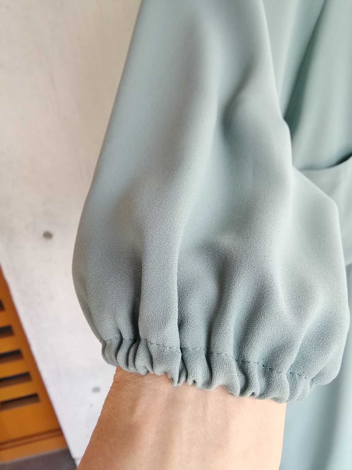 くすみミント着物用割烹着 普段使いでもかわいいロング割烹着