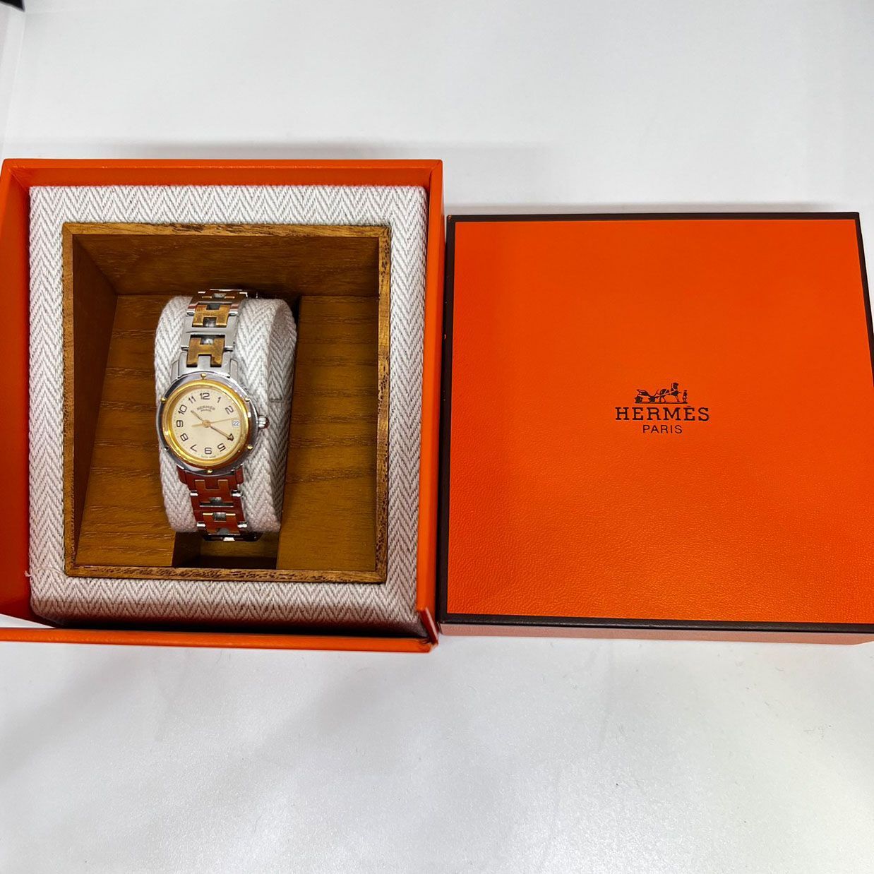 エルメス HERMES クリッパー CL4.220 デイト クオーツ コンビ