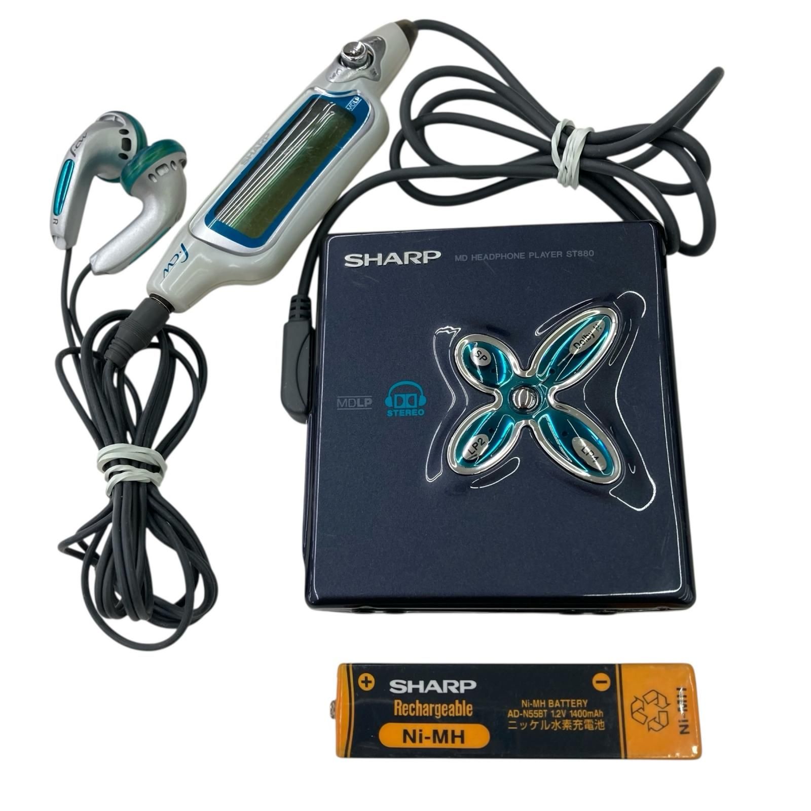 186000 SHAP シャープ MD プレーヤー MD ST880-B イヤホン バッテリーチャージャー ポータブル