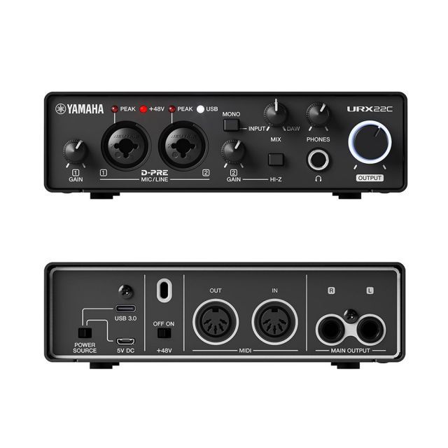 YAMAHA オーディオ MIDI インターフェイス URX22C 2コンボ入力 USB-C 32ビット 192 kHz対応