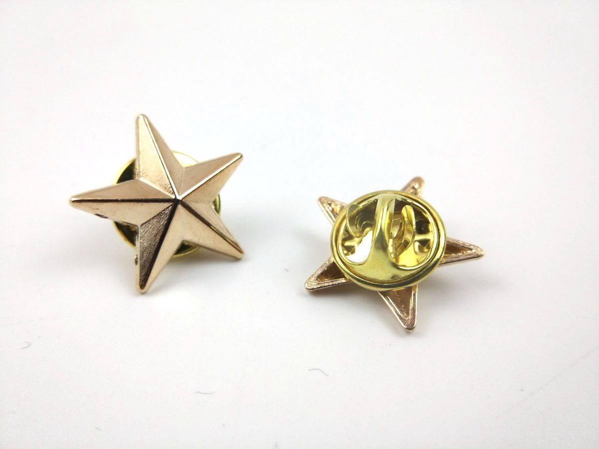 星形と円形のピンバッジセット 星 五角形 ピンバッジ ピンズ スター 2個セット ゴールド