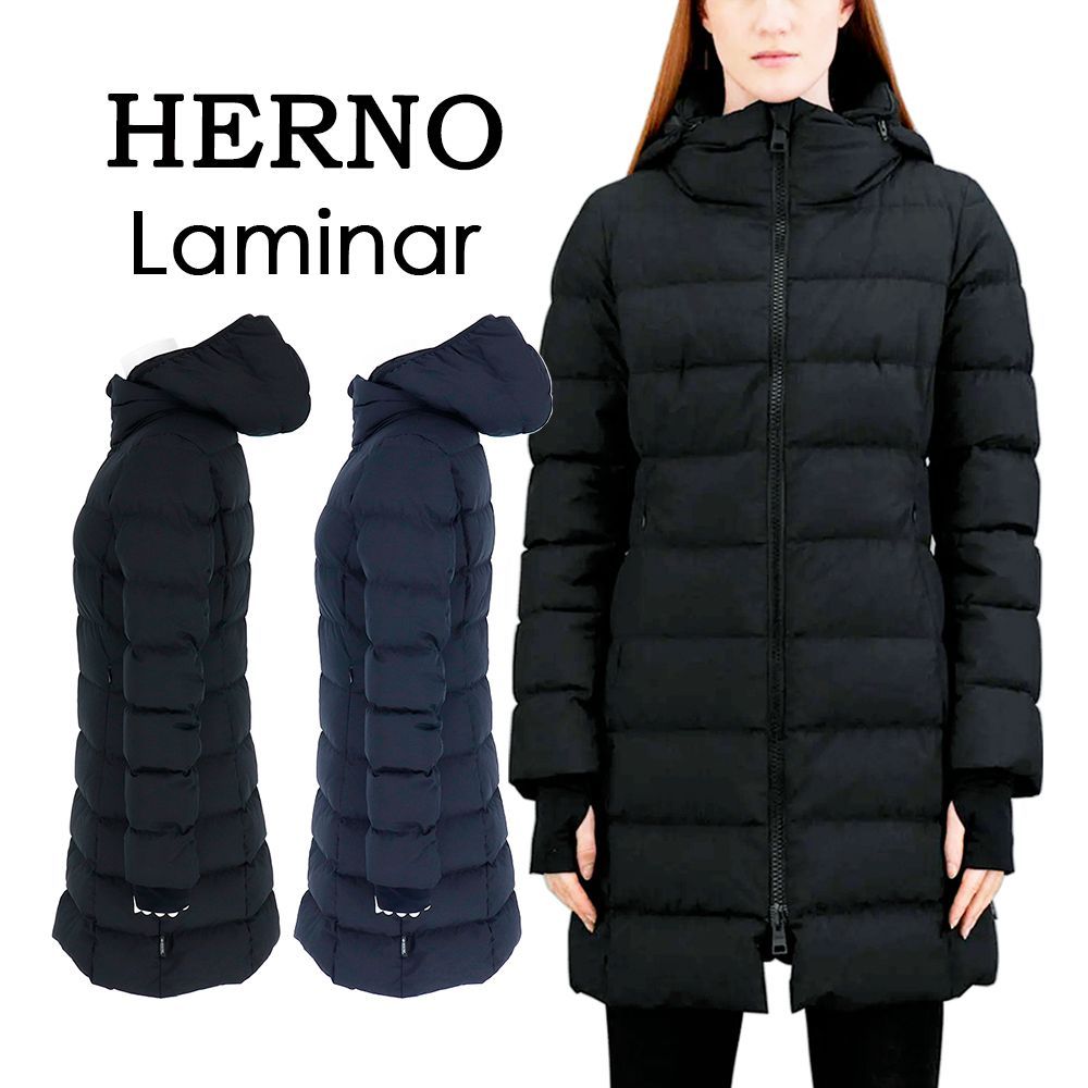 【極美品】 ヘルノ ラミナー ウィンドストッパー ダウンジャケット 42 黒 ヘルノ HERNO ダウンジャケット ラミナー レディース ゴアテックス