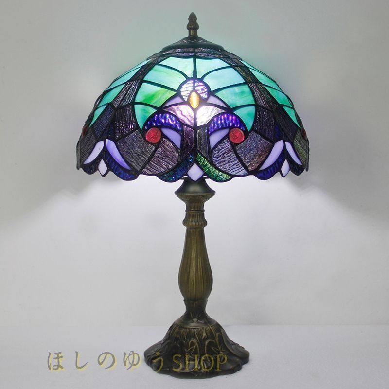 ?? 芸術品LEDテーブルランプ ステンドグラス ガラスライトカバー 照明クラシック デスクライト ヨーロッパ 手作り 幅30CM ライト 照明 F04