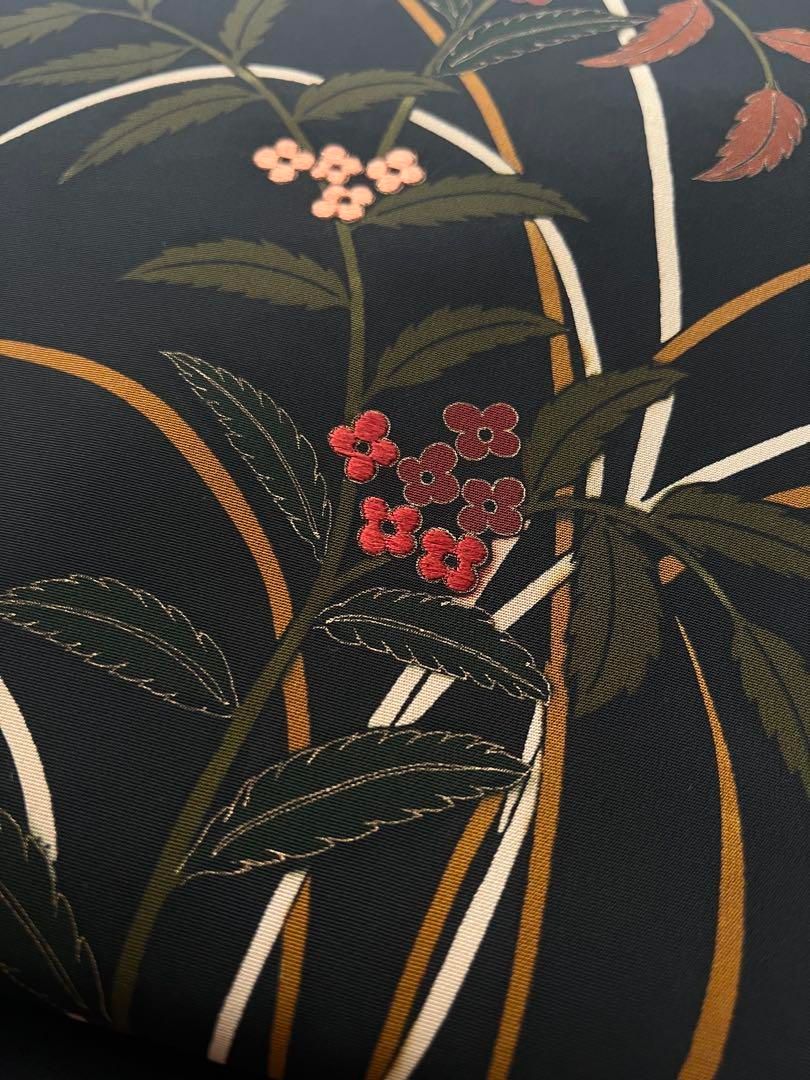 塩瀬 名古屋帯 花模様 刺繍 名古屋帯 塩瀬 花柄模様 金駒刺繍 真
