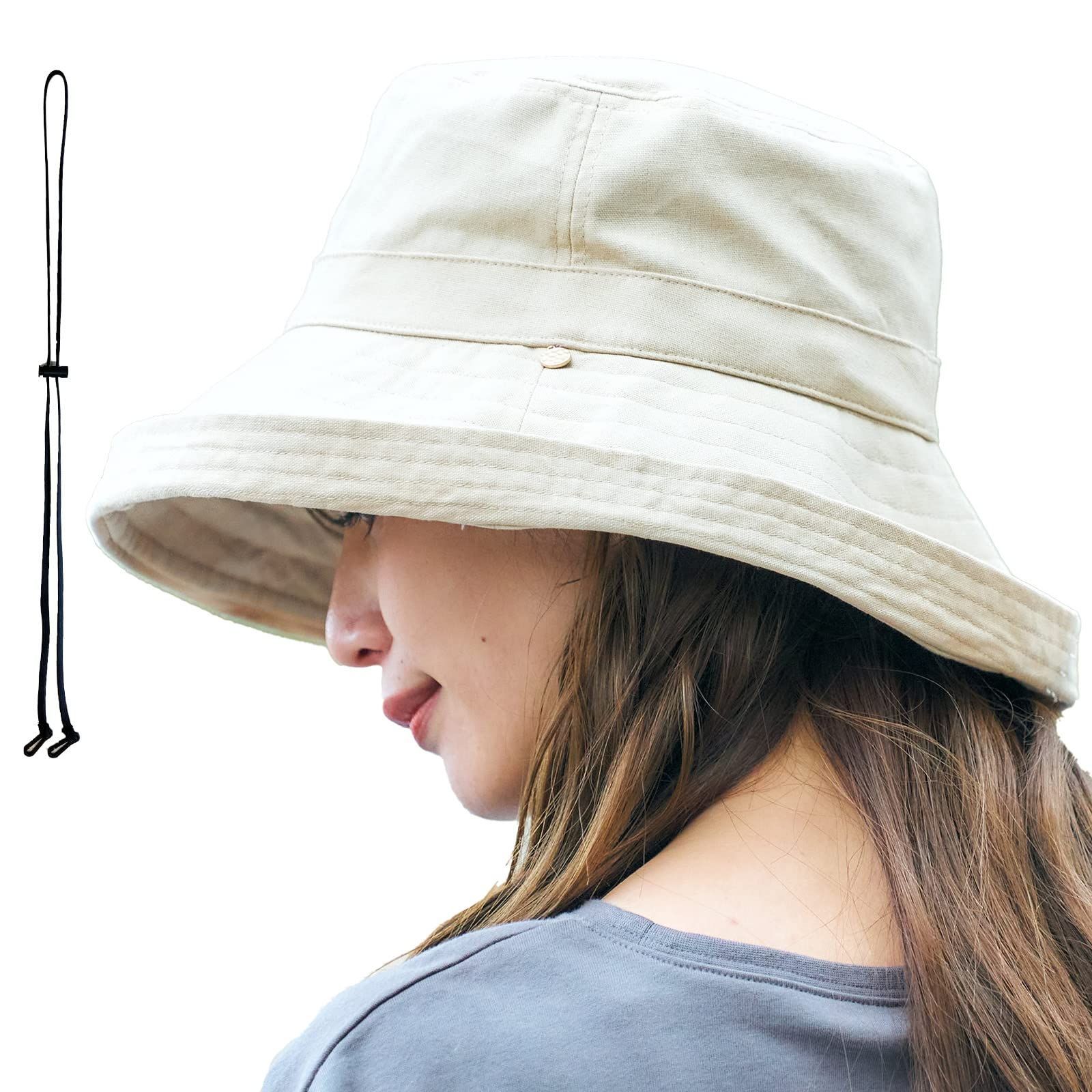 【在庫処分】[HAT MIKKE] ハット 帽子 レディース UVカット 100 完全遮光 接触冷感 あご紐付き