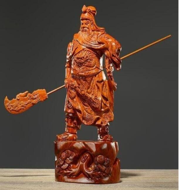 高30cm 精密彫刻 極上品 仏師で仕上げ品 武財神 三国志 関羽像