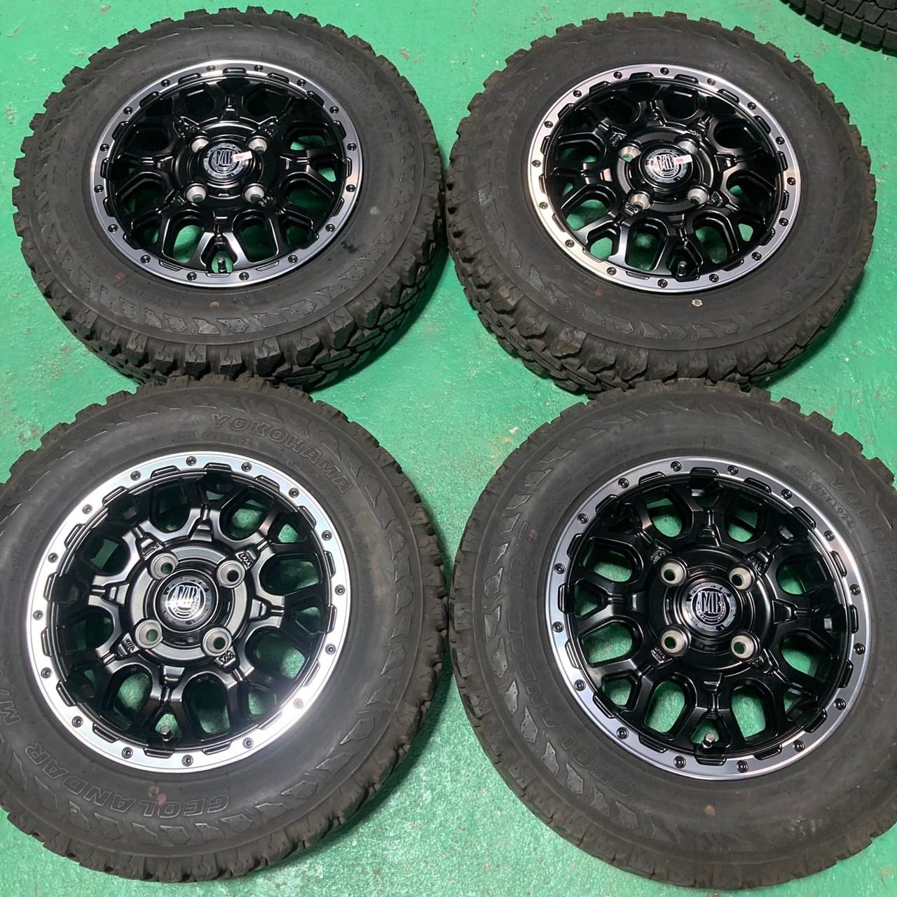 軽トラ 軽バン マッドバーン 12インチ 4j 42 PCD100 ヨコハマ G003 145 80R12 80 78N マッドタイヤ バリ山