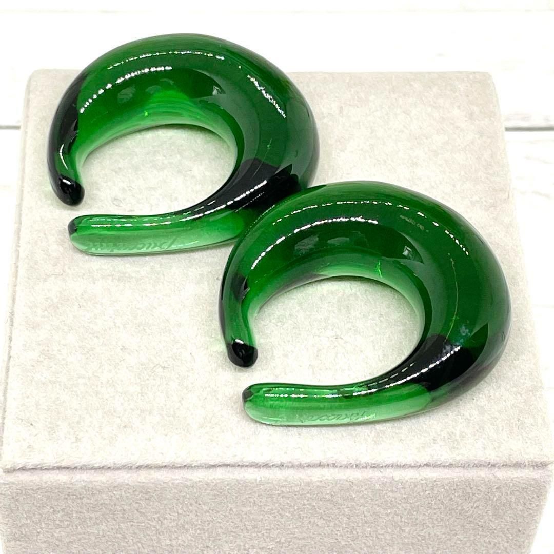 極美品】Bacarrat earcuffs earrings crystal green バカラ イヤーカフ