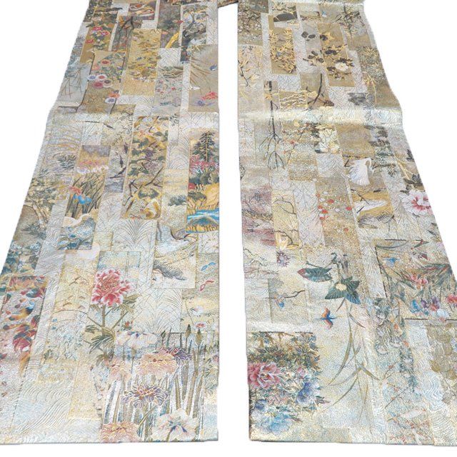 袋帯 中古 西陣 あさぎ 正絹 フォーマル 本金箔 本プラチナ箔