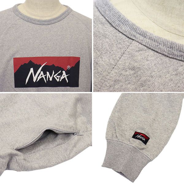 NANGA (ナンガ) NW2311-1F201 ECO HYBRID BOX LOGO SWEATSHIRT エコハイブリッド ボックスロゴ スウェットシャツ 長袖 全3色 N013 WHITE XL