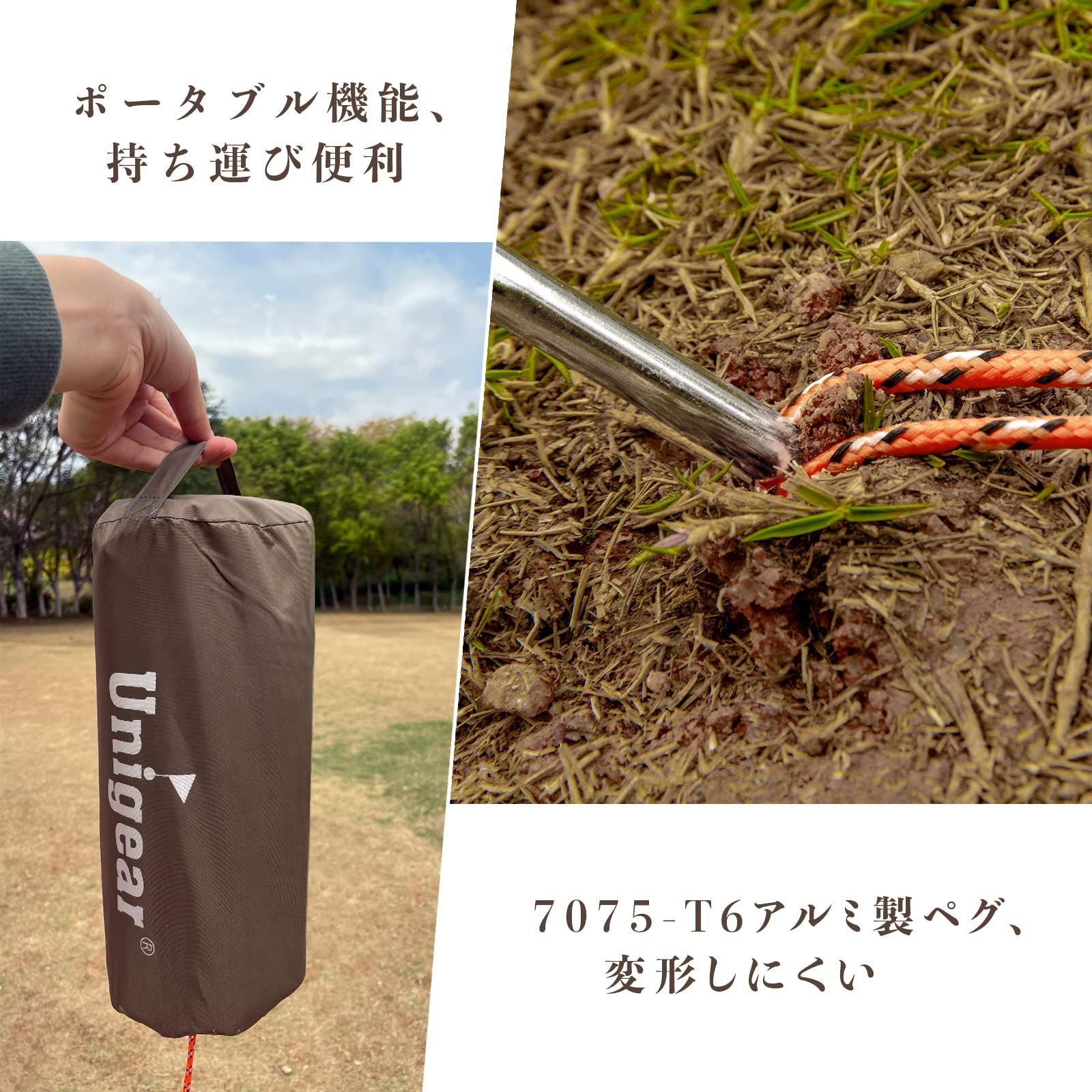 商品 持ち運び便利 収納ケース付き 遮熱性 軽量 撥水加工 UVカット 紫外線対策 ヘキサ 防水タープ Unigear