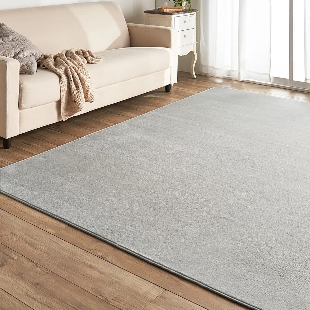 【数量限定】フランネルラグ ライトグレー 200×250 滑り止め付き ラグ 洗える ラグカーペット アイリスプラザ マット カーペット対応 防ダニ フランネル さらフワ触感 おしゃれ 北欧 じゅう
