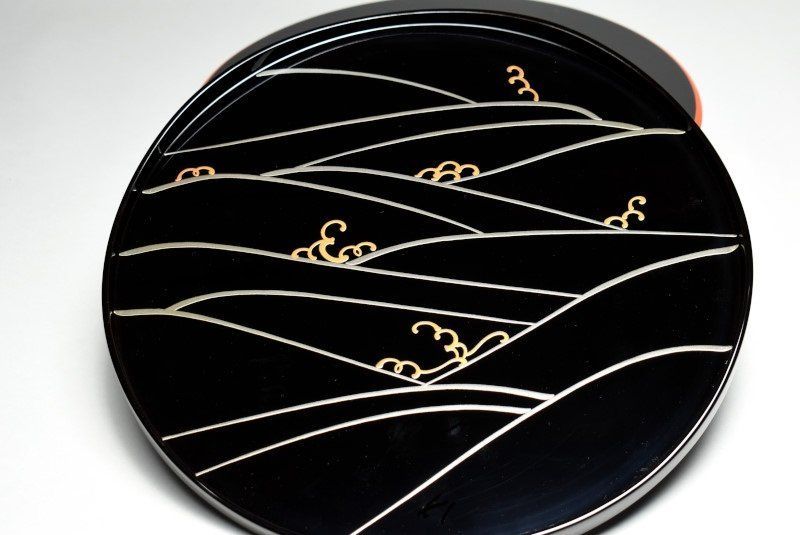 蔵A4338c 輪島塗 田谷作 光琳波蒔絵 前菜入 共箱