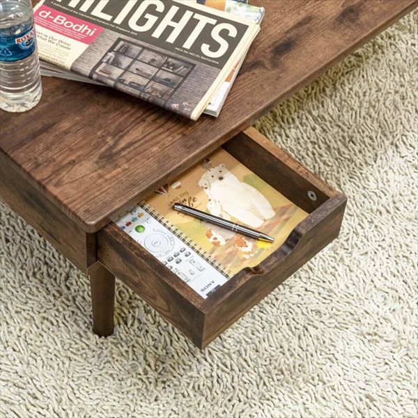 引き出し付センターテーブル Elmore 90×40cm テーブル センター