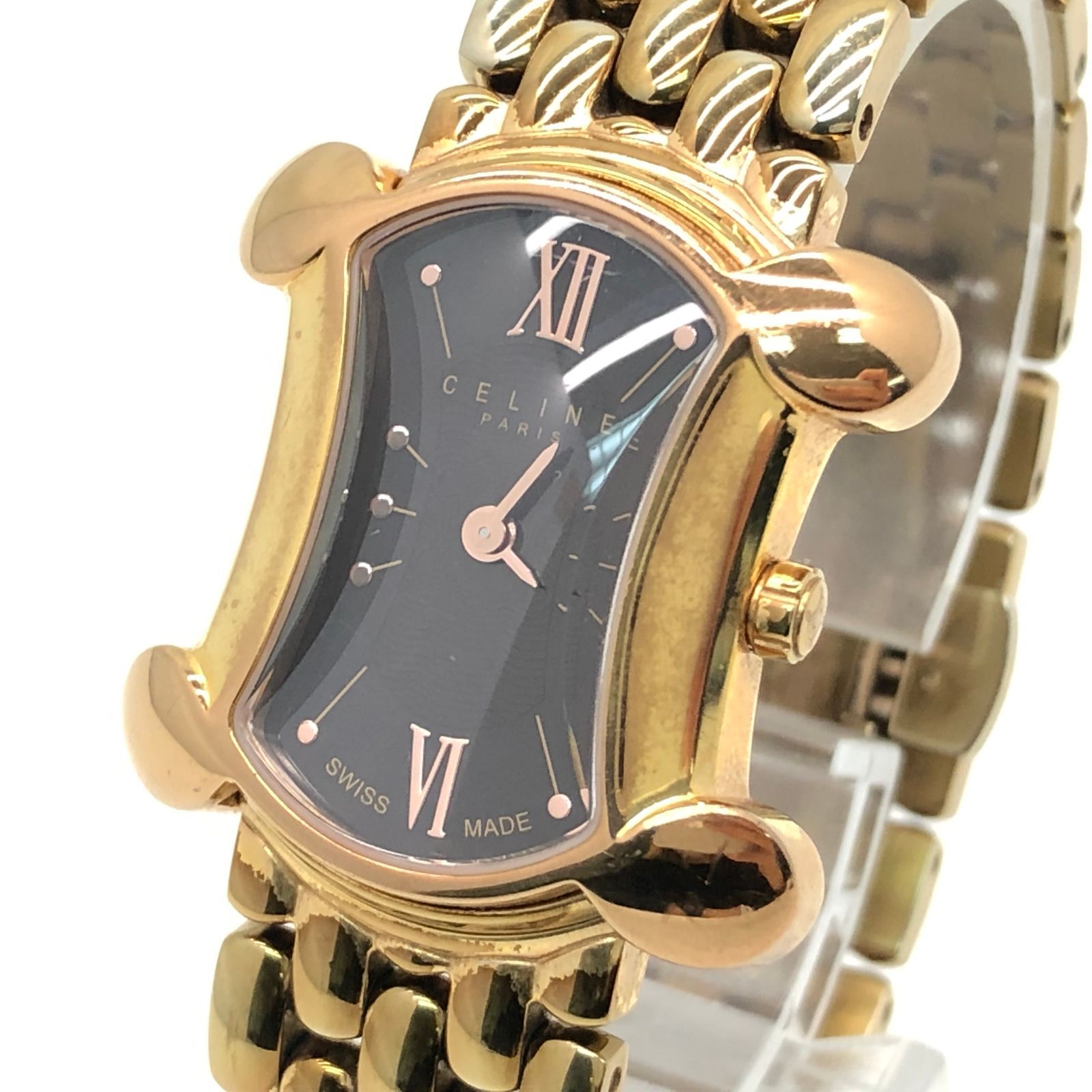 CELINE セリーヌ マカダム 30M/100FT ブラゾン 腕時計 ピンクゴールド